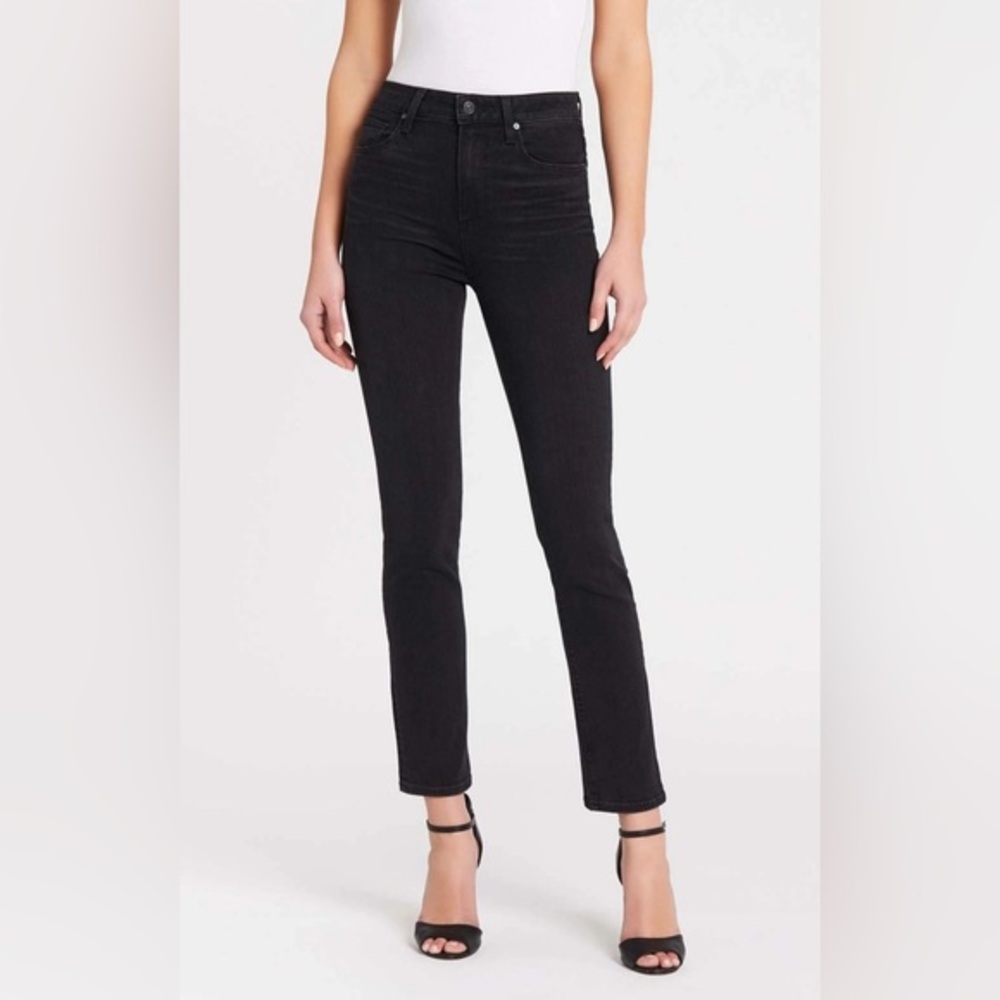 PAIGE Sarah High Rise Slim Jeans Black Willow Wash Womens 31 Premium Stretch